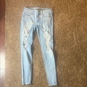 American Eagle Outfitters Light Blue Ripped Skinny Jeans
